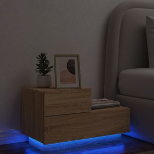 vidaXL Szafka nocna z oświetleniem LED, dąb sonoma, 70x36x40,5 cm 1