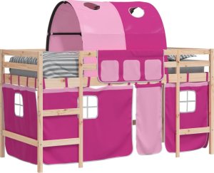 vidaXL Dziecięce łóżko na antresoli, z tunelem, różowe, 80x200 cm 4