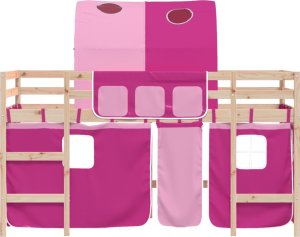 vidaXL Dziecięce łóżko na antresoli, z tunelem, różowe, 80x200 cm 5