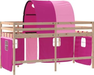vidaXL Dziecięce łóżko na antresoli, z tunelem, różowe, 80x200 cm 9