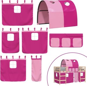 vidaXL Dziecięce łóżko na antresoli, z tunelem, różowe, 80x200 cm 10
