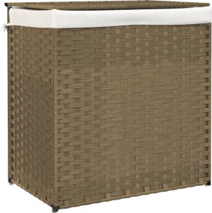 vidaXL Kosz na pranie z 2 komorami, 53x35x57 cm, polirattan 2