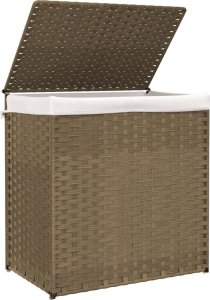vidaXL Kosz na pranie z 2 komorami, 53x35x57 cm, polirattan 4