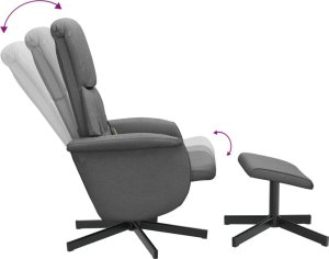 vidaXL Rozkładany fotel masujący z podnóżkiem, ciemnoszary, tkanina 7