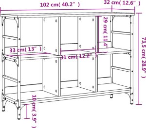 vidaXL Szafka, czarna, 102x32x73,5 cm, materiał drewnopochodny 9