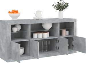 vidaXL Szafka z oświetleniem LED, szarość betonu, 142,5x37x67 cm 4