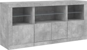vidaXL Szafka z oświetleniem LED, szarość betonu, 142,5x37x67 cm 5