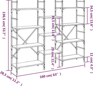vidaXL Regał na książki, czarny, 160x28,5x136,5 cm 10