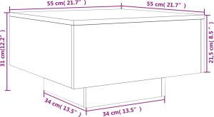 vidaXL Stolik kawowy, przydymiony dąb, 55x55x31 cm 10