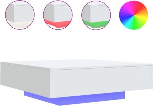 vidaXL Stolik kawowy z oświetleniem LED, biały, 100x100x31 cm 2