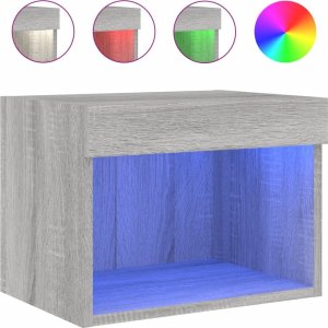 vidaXL Szafka nocna z oświetleniem LED, ścienna, szary dąb sonoma 2