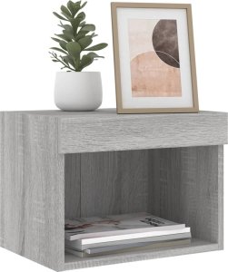 vidaXL Szafka nocna z oświetleniem LED, ścienna, szary dąb sonoma 5