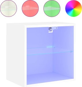 vidaXL Szafka nocna z oświetleniem LED, ścienna, biała 2