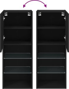 vidaXL Szafka TV z LED, czarna, 40,5x30x102 cm 12