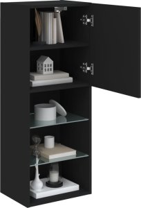 vidaXL Szafka TV z LED, czarna, 40,5x30x102 cm 6