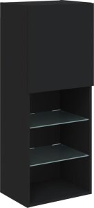 vidaXL Szafka TV z LED, czarna, 40,5x30x102 cm 7