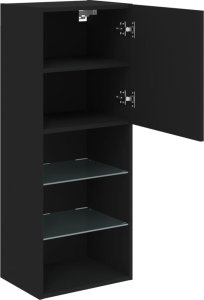 vidaXL Szafka TV z LED, czarna, 40,5x30x102 cm 8