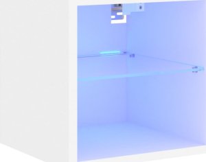 vidaXL Ścienna szafka telewizyjna z LED, biała, 30x28,5x30 cm 2