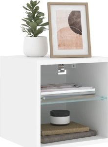 vidaXL Ścienna szafka telewizyjna z LED, biała, 30x28,5x30 cm 6