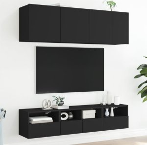 vidaXL Ścienne szafki TV, 2 szt., czarne, 40x30x30 cm 4