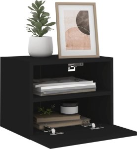 vidaXL Ścienne szafki TV, 2 szt., czarne, 40x30x30 cm 5