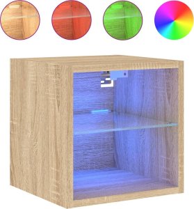 vidaXL Ścienne szafki TV z LED, 2 szt., dąb sonoma, 30x28,5x30 cm 7