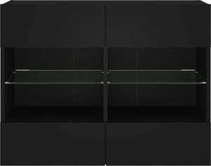 vidaXL Ścienna szafka TV z LED, czarna, 78,5x30x60,5 cm 7