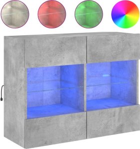 vidaXL Ścienna szafka TV z LED, szarość betonu, 78,5x30x60,5 cm 2