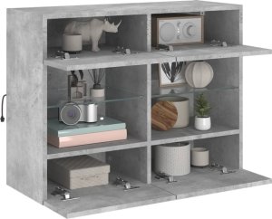 vidaXL Ścienna szafka TV z LED, szarość betonu, 78,5x30x60,5 cm 6