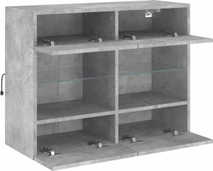 vidaXL Ścienna szafka TV z LED, szarość betonu, 78,5x30x60,5 cm 8