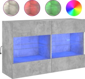 vidaXL Ścienna szafka TV z LED, szarość betonu, 98,5x30x60,5 cm 2