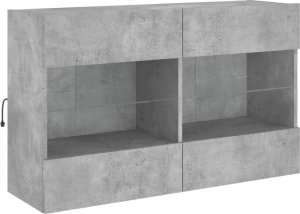 vidaXL Ścienna szafka TV z LED, szarość betonu, 98,5x30x60,5 cm 3