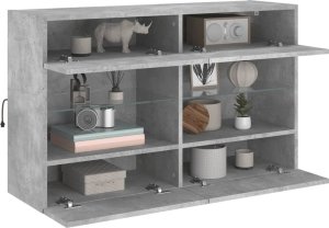 vidaXL Ścienna szafka TV z LED, szarość betonu, 98,5x30x60,5 cm 6