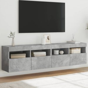 vidaXL Ścienne szafki TV z LED, 2 szt., szarość betonu, 80x30x40 cm 1