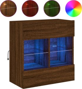 vidaXL Ścienna szafka TV z LED, brązowy dąb, 58,5x30x60,5 cm 2