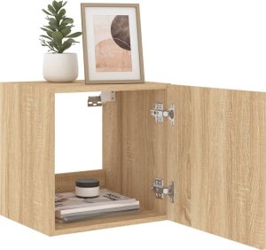 vidaXL Ścienna szafka TV z LED, dąb sonoma, 40,5x35x40 cm 7