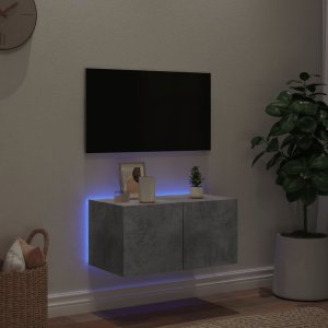 vidaXL Ścienna szafka TV z LED, szarość betonu, 60x35x31 cm 3