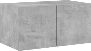 vidaXL Ścienna szafka TV z LED, szarość betonu, 60x35x31 cm 7