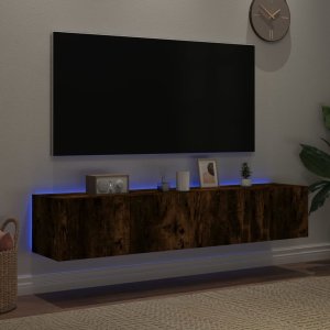 vidaXL Ścienne szafki TV z LED, 2 szt., przydymiony dąb, 80x35x31 cm 3
