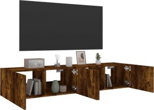 vidaXL Ścienne szafki TV z LED, 2 szt., przydymiony dąb, 80x35x31 cm 6