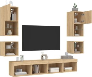 vidaXL 8-częściowy zestaw mebli TV z LED, dąb sonoma 4