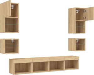 vidaXL 8-częściowy zestaw mebli TV z LED, dąb sonoma 5