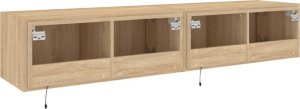 vidaXL Ścienne szafki TV z LED, 2 szt., dąb sonoma, 80x35x31 cm 11