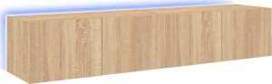 vidaXL Ścienne szafki TV z LED, 2 szt., dąb sonoma, 80x35x31 cm 2