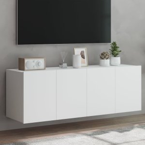 vidaXL Ścienne szafki TV z LED, 2 szt., białe, 60x35x41 cm 1