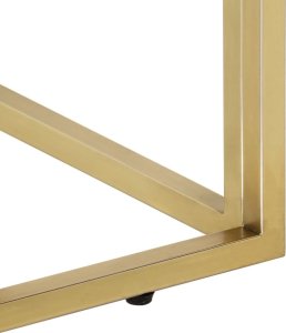 vidaXL Stolik kawowy, złoty, stal nierdzewna i drewno z podkładów 6