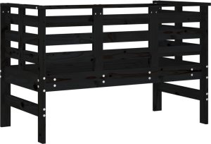vidaXL Ławka ogrodowa, czarna, 111,5x53x71 cm, lite drewno sosnowe 6