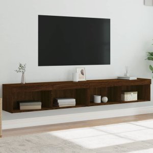 vidaXL Szafki TV, z LED, 2 szt., brązowy dąb, 100x30x30 cm 1