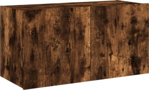 vidaXL Ścienna szafka TV z LED, przydymiony dąb, 80x35x41 cm 3