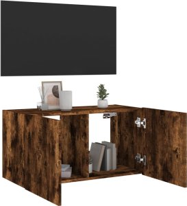 vidaXL Ścienna szafka TV z LED, przydymiony dąb, 80x35x41 cm 7
